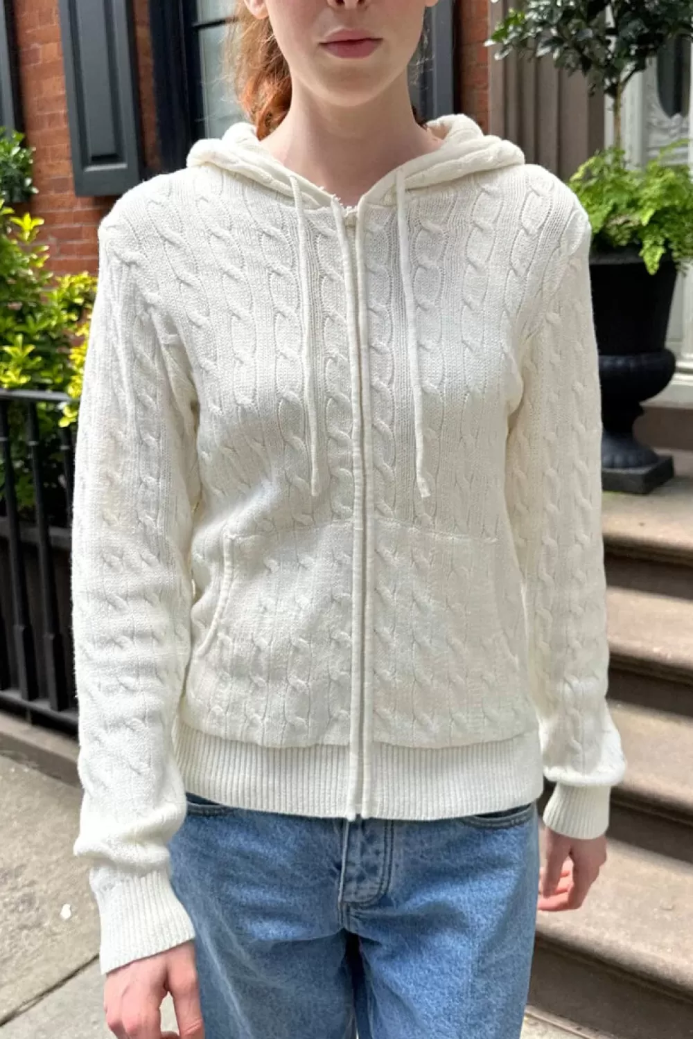 Brandy Melville Ayla Cable Knit Hoodie