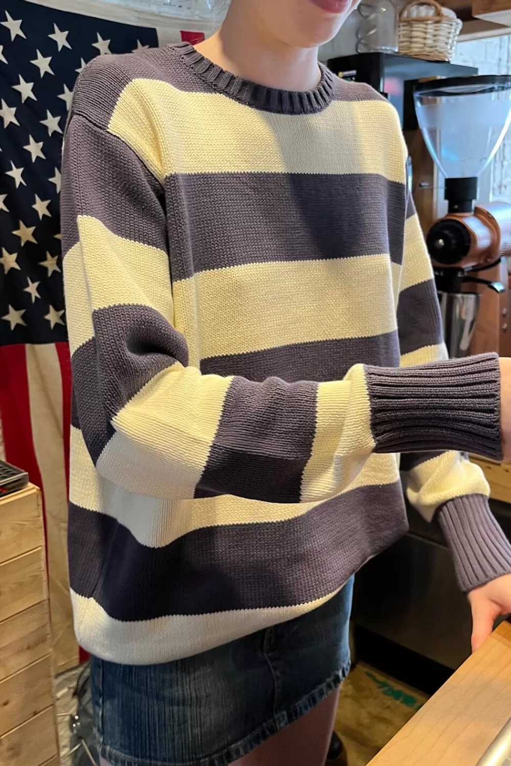 Brandy Melville Brianna Cotton Thick Stripe Sweater