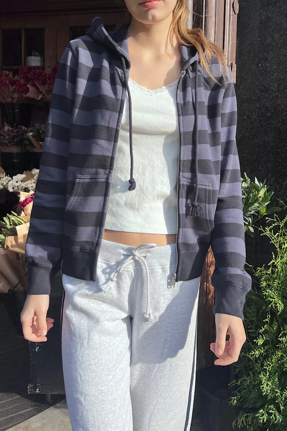 Brandy Melville Christy Striped Hoodie
