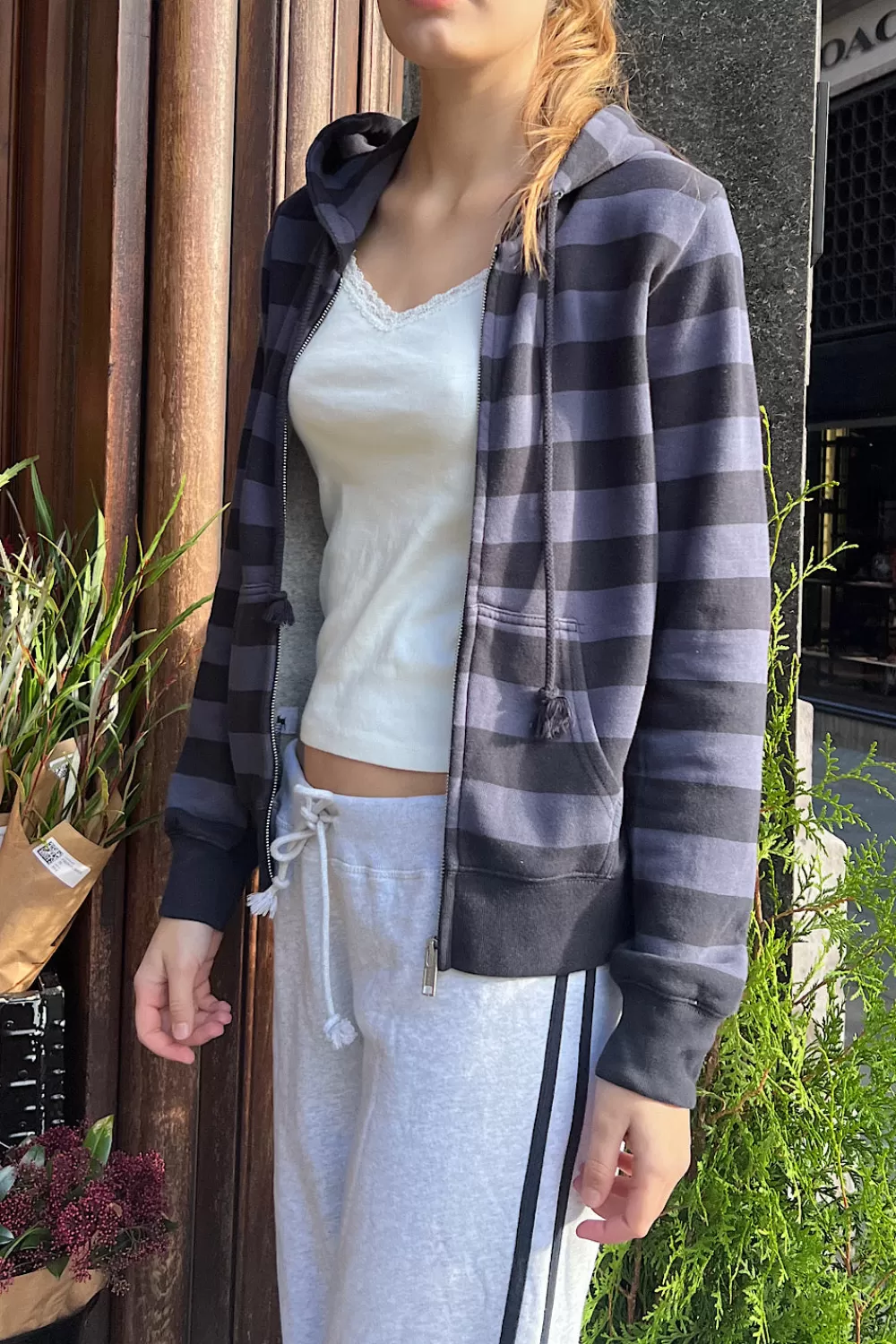 Brandy Melville Christy Striped Hoodie